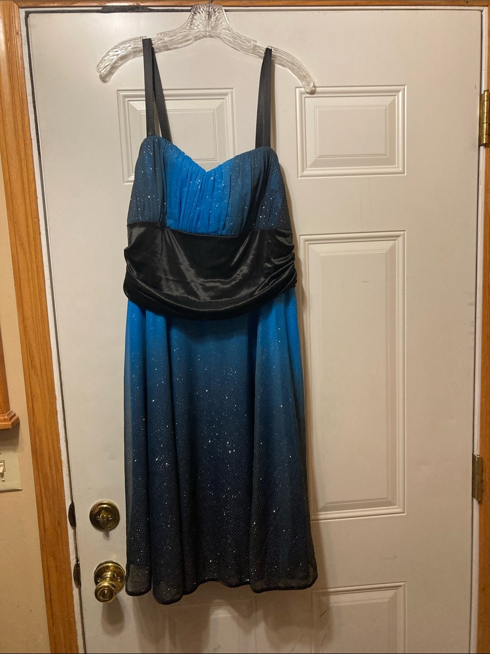 Blue and Black Ombre Sparkle A-line‎ Dress 16W